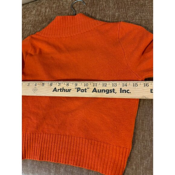 Orange Ribbed Open Front Cropped Cardigan Sweater Y2K - Picture 4 of 5